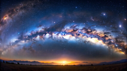 Fototapeta premium Solid Minimalist Milky Way Galaxy Panorama Background