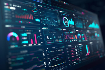 Obraz premium Close-up of an AI-powered analytics dashboard, illustrating the precision and efficiency brought to data analysis by machine learning