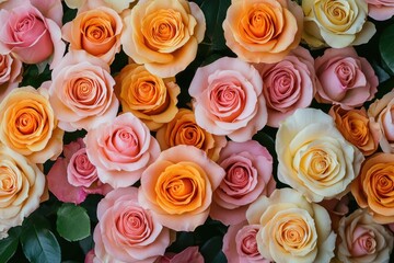 Colorful roses forming a beautiful floral background
