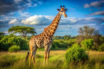 Obraz premium Majestic Giraffe in Kruger National Park - Scenic Wildlife Photography
