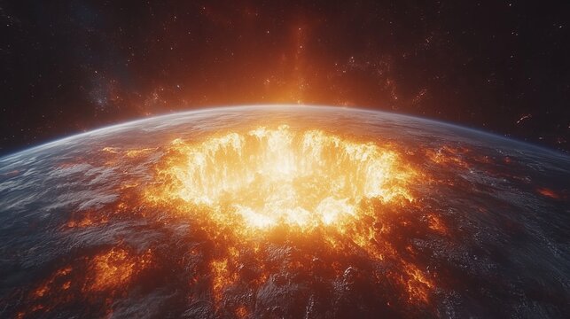 planet earth destroyed by nuclear explosion, asteroid, supervolcano