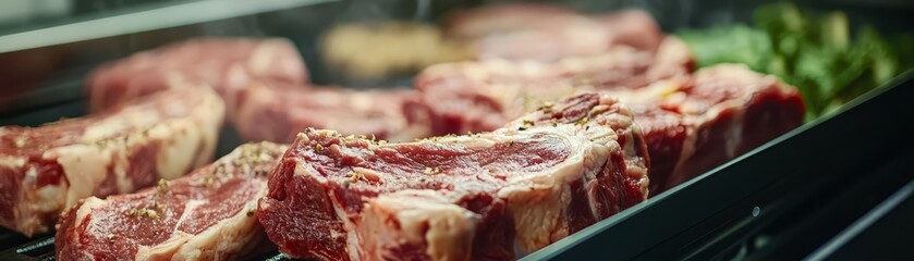 Automated meat processing, ensuring quality and hygiene on the production line in a modern factory