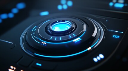 Intricate design and texture, closeup view of circular control knob in car interior