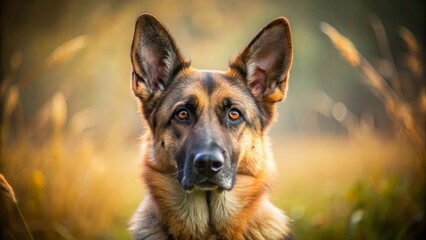 Minimalist Alsatian Dog Portraits in Natural Settings for Elegant Stock Photography
