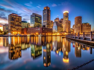 Minimalist Boston Nights: Urban Serenity and City Lights