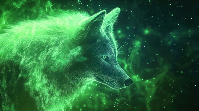 Mystical Green Wolf