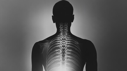 Silhouette of a human body with a visible spine.