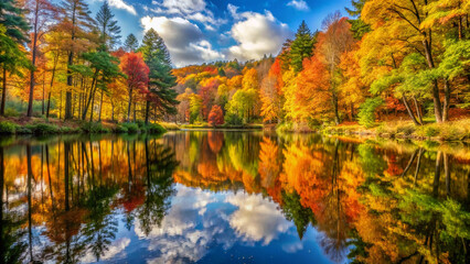 perfect-reflection-in-a-forest-and-pond-on-autumn