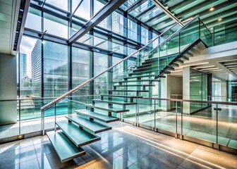 Obraz premium Modern Glass Stairs in Contemporary Architecture - A Stunning Visual Journey