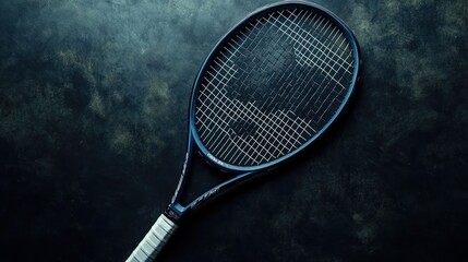 Tennis Racket on Blue Background
