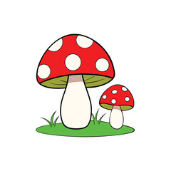 Cute Mushroom Vector Illustration with Red Caps and White Spots