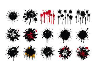 Bold, Expressive Ink Splatter brush and vectors with Vibrant Colors