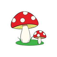 Cute Mushroom Vector Illustration with Red Caps and White Spots