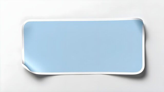An empty blue color rectangular shape sticker is attached on a white background