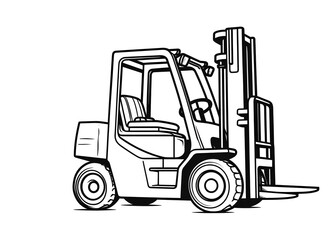 Fototapeta premium Gabelstapler Clipart in Schwarzweiß - Ki generiert