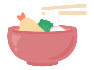 天ぷらうどんのベクターイラスト素材01