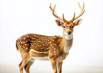 Obraz premium Night Photography of Spotted Deer Isolated on White Background for Stunning Visual Appeal