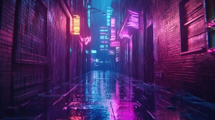 Obraz premium Neon City Alleyway