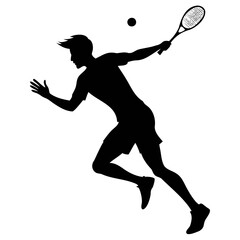 Badminton male and female player black silhouette Vector illustration
