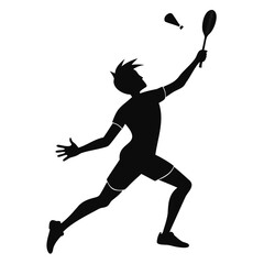 Badminton male and female player black silhouette Vector illustration
