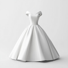 White ball gown with a back bow, elegant and voluminous.