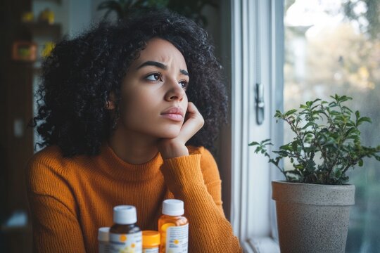 Treatment-resistant depression, a person holding prescription bottles, looking contemplative, and seeking alternative help