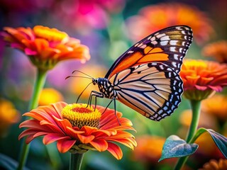 Obraz premium Realistic Butterfly on Flower Painting - Candid Photography Style for Nature Lovers