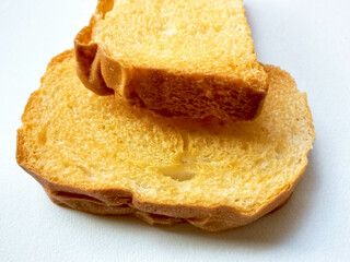 Crunchy Rusks or toasts isolated on white background