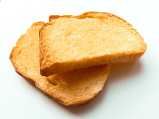 Crunchy Rusks or toasts isolated on white background