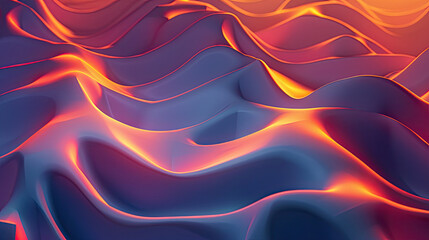 Fluid metallic waves in glowing blue and orange hues, forming an abstract futuristic design with...