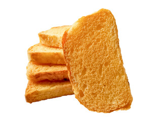 Crunchy Rusks or toasts isolated on white background