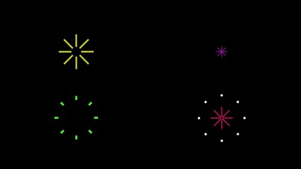 4set animation of Circle Burst Motion Graphics in After Effects pop up, black screen, background line, shiny, blast star ribbon, bubble,
