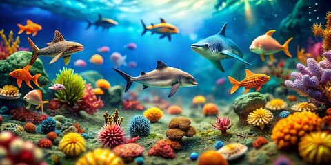 Obraz premium Seamless Wallpaper Pattern with Sea Animals - Colorful and Playful Ocean Creatures Design for Home Decor