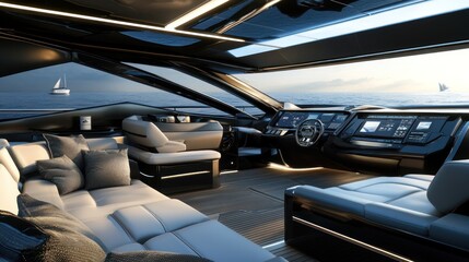 Luxury Yacht Interior with Ocean View