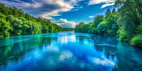 Fototapeta premium Serene Blue River Water Background with Gentle Waves for Tranquil Scenes and Nature Projects