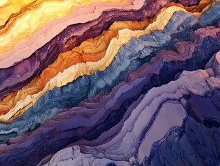 Obraz premium Colorful layered abstract rock formations, white isolate background