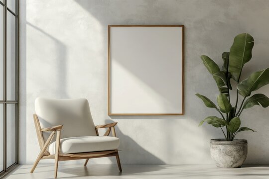 Contemporary wall art frame mock-up featuring empty background for showcasing designs