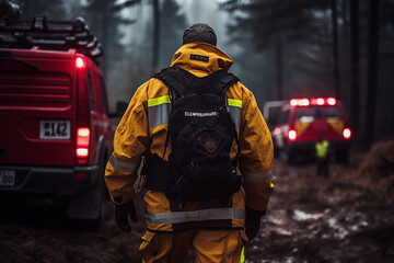 Obraz premium AI generated photo of car crash rraffic accident paramedics and firefighters