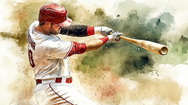 Baseball player swinging bat illustration