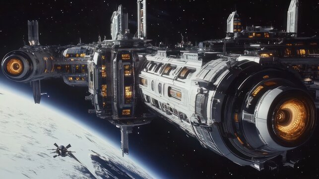 Space stations featuring futuristic designs, where functionality meets advanced technology in a zero-gravity setting.