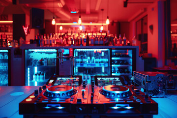 Futuristic neon photo image young people dancing nightclub nightlife pop style, Generative AI