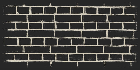Brick wall. Grunge background. Vector illustration. Black and white
