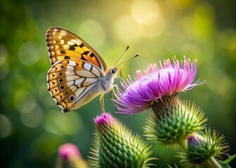 Obraz premium Stunning Long Exposure of Milk Thistle Butterfly in Nature's Tranquility