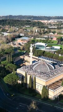 Parioli Mosque for Muslims in Rome, Italy.
Aerial view of Mosque, a place of prayer for Muslims in Rome.