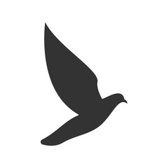 Flying bird in silhouette style vector illustration, flying bird flat icon vector in solid black color