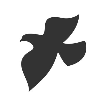 Flying bird in silhouette style vector illustration, flying bird flat icon vector in solid black color