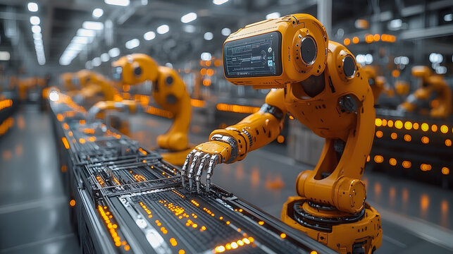 High-Tech Smart Factory Where Robots and Humans Work Together Seamlessly