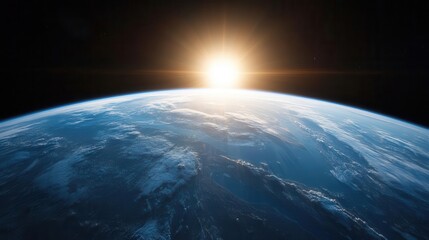 Fototapeta premium Capturing the majesty of Earth s surface as seen from space, with a soft sunlight illuminating the horizon Majestic Earth, soft sunlight, space view