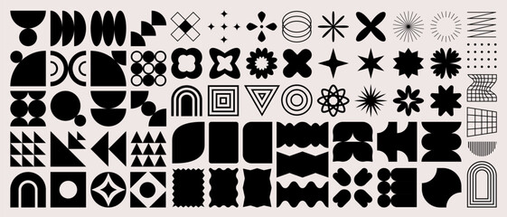 Brutalist abstract groovy shape, brutal contemporary icon, spiral flower, frame, star, sticker and 90s boho geometric pattern in trendy retro psychedelic Y2K style. y2k social media brutalism symbol.