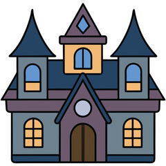 haunted house Flat vector illustration  on a white background